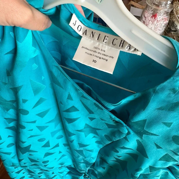 Joanie Chan Teal Vintage Silk Skirt and Jacket Set size 10 - Picture 3 of 5
